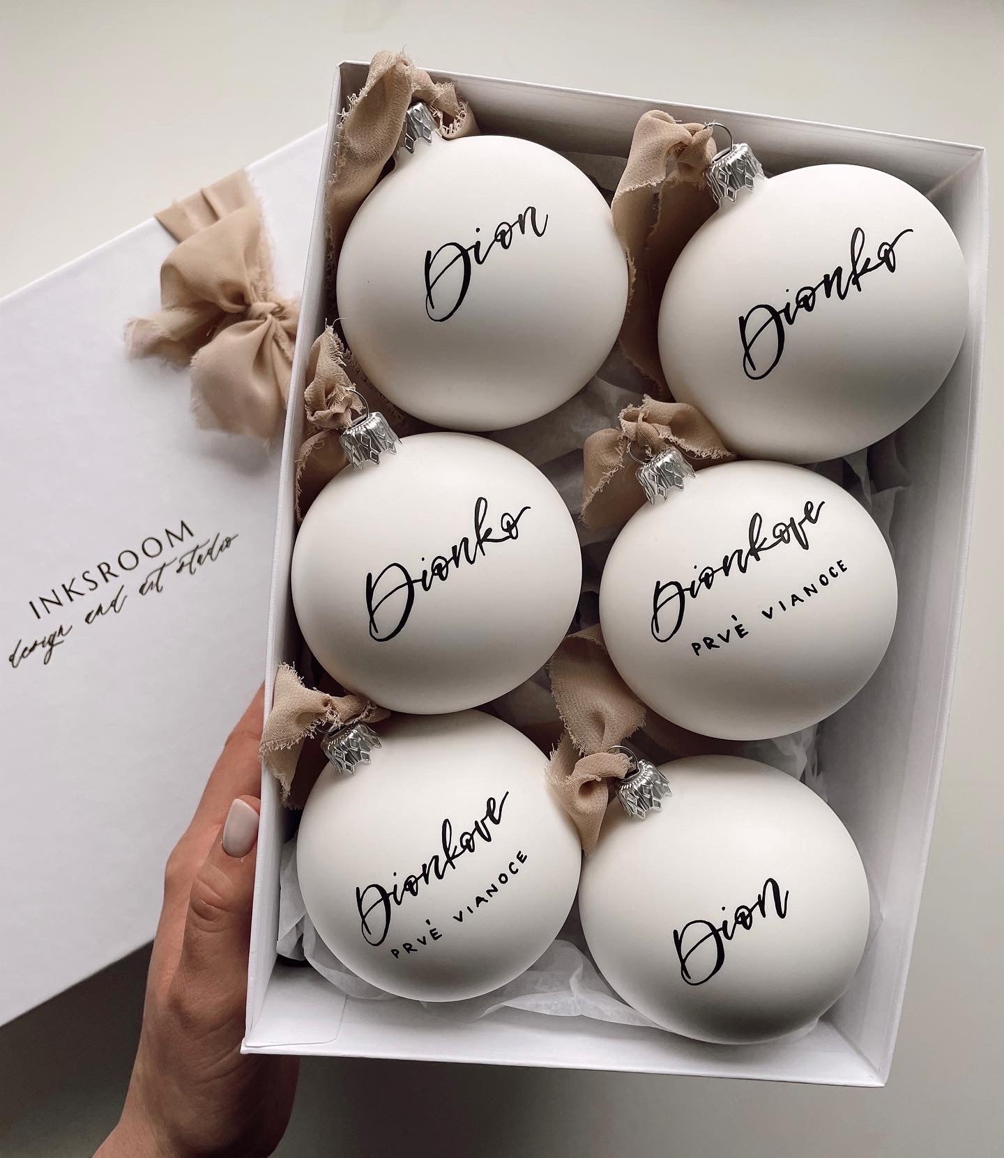 Handwritten glass Christmas ornament