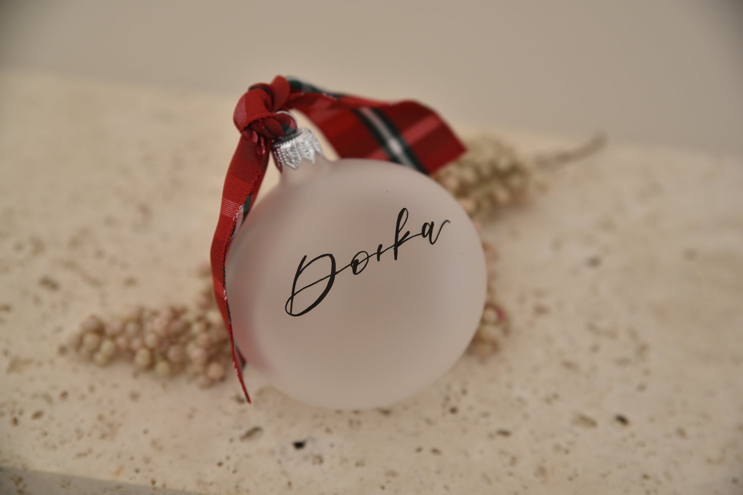Handwritten glass Christmas ornament