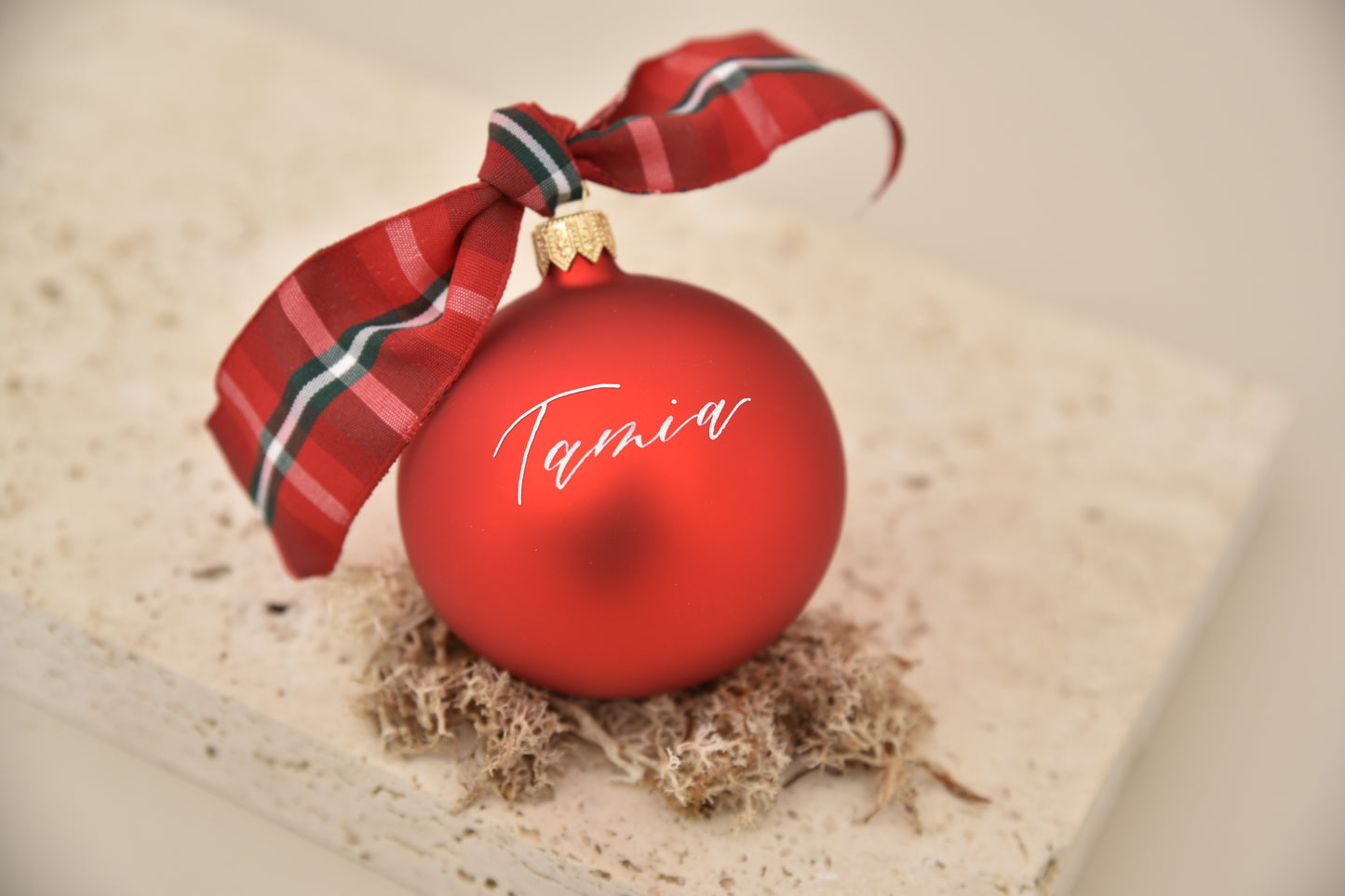 Handwritten glass Christmas ornament