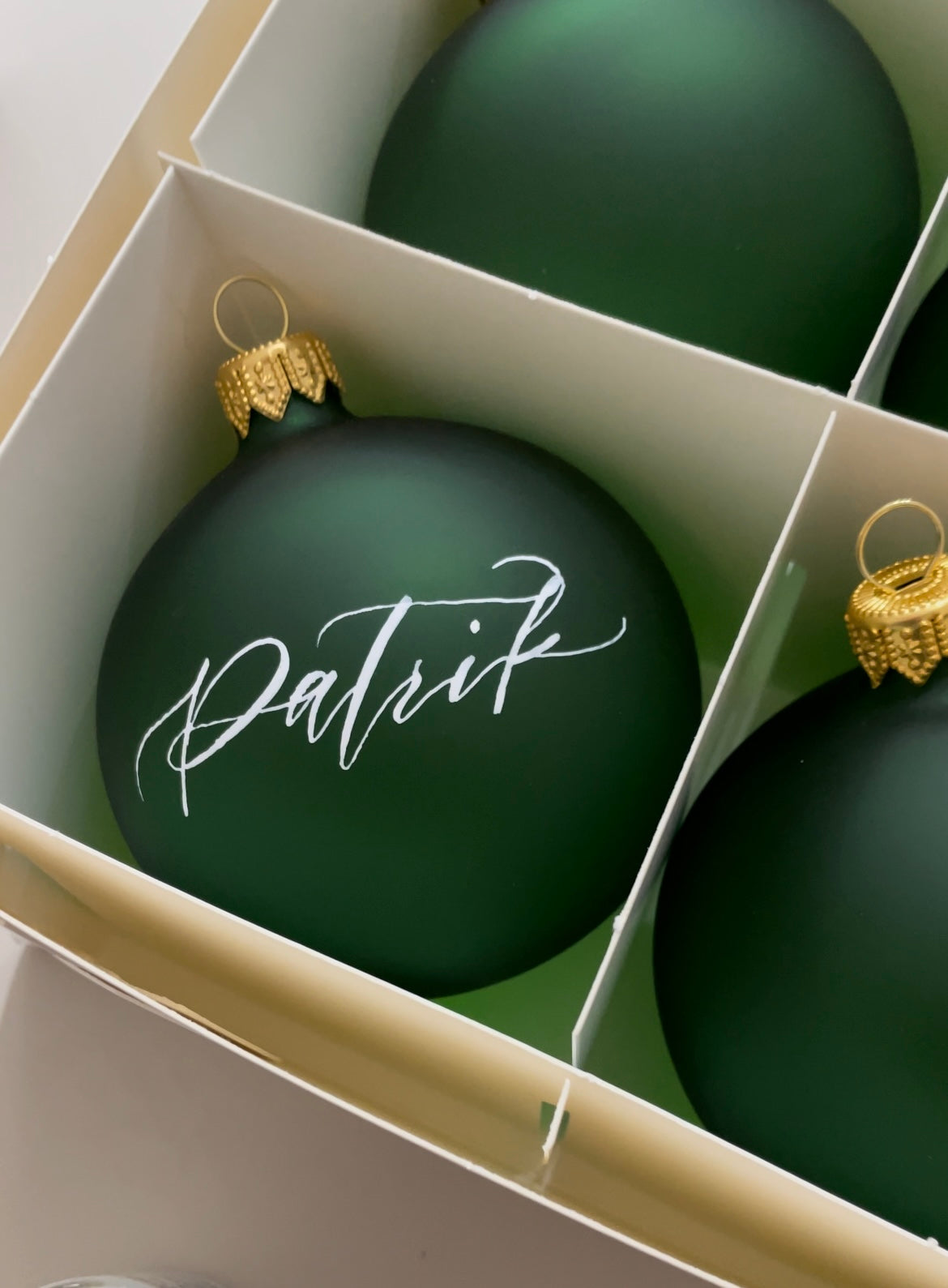 Handwritten glass Christmas ornament
