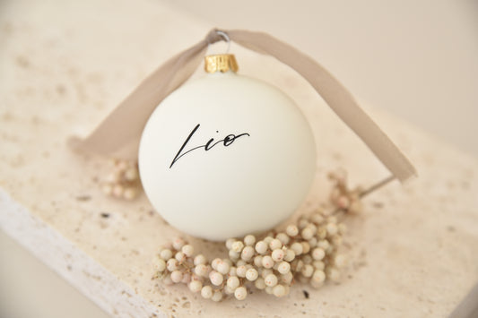 Handwritten glass Christmas ornament