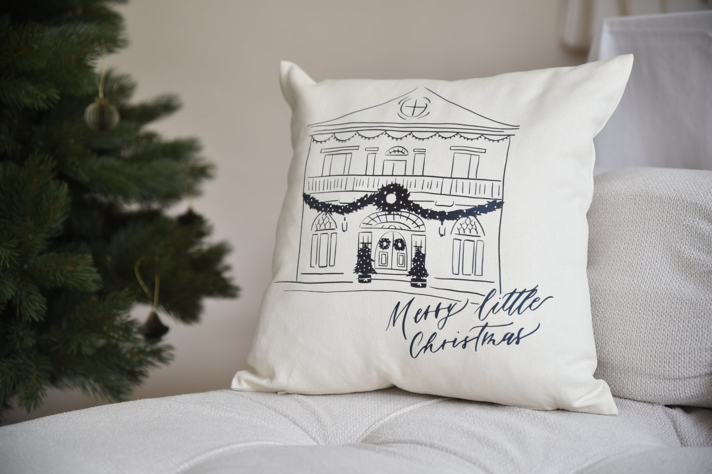 Calligraphy pillow - merry little christmas