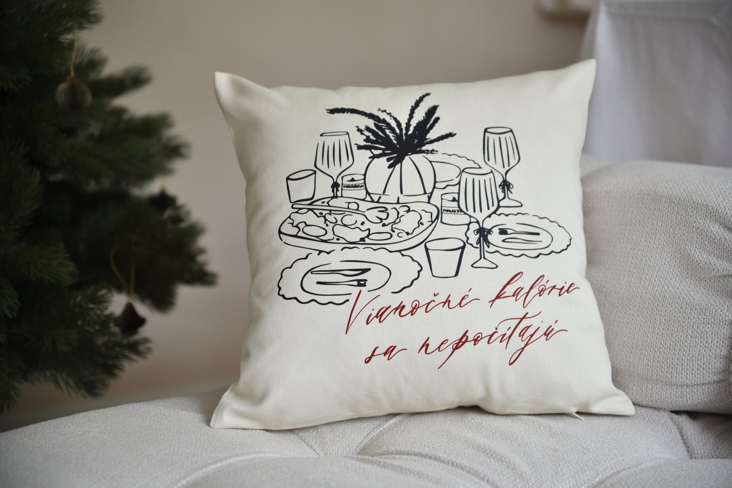 Calligraphy pillow - vianočné kalórie