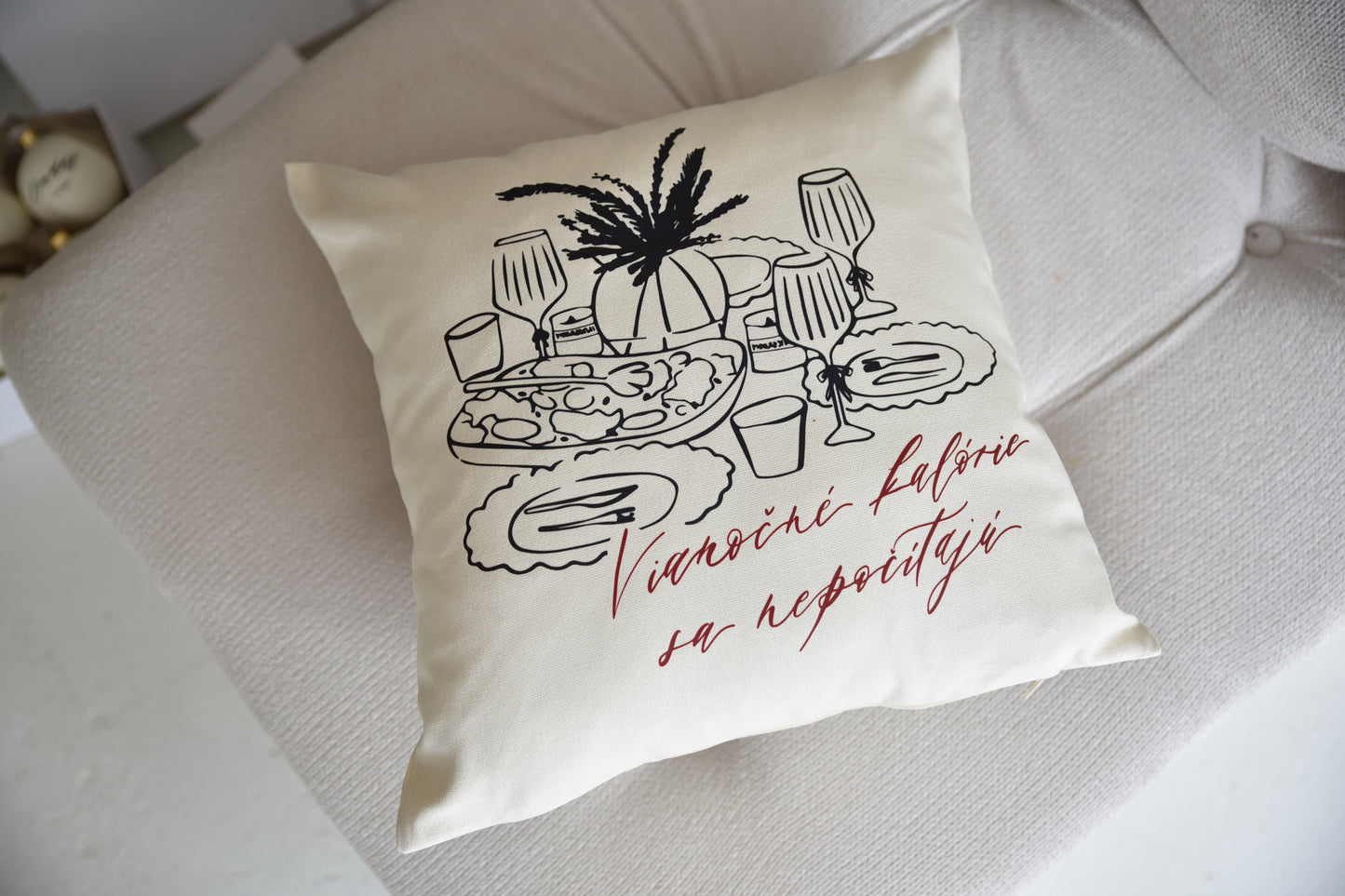 Calligraphy pillow - vianočné kalórie