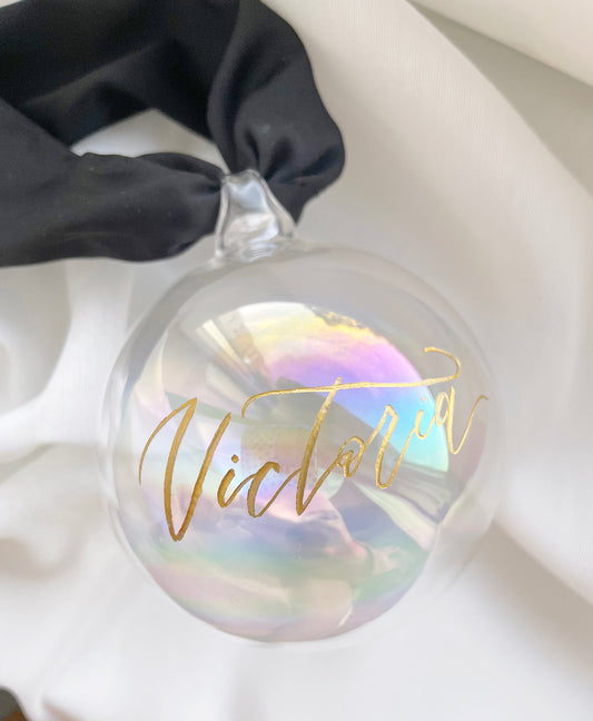 Personalized Hand Engraved Glass Ornament